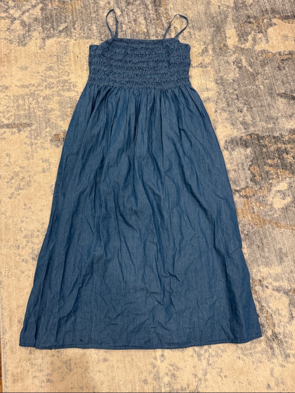 GAP Navy Blue Smocked Maxi Sundress